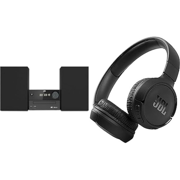 JVC UX-C25DAB - Micro HiFi sistēma ar CD, USB un JBL Tune 510BT - Bluetooth austiņas uz ausīm melnā krāsā