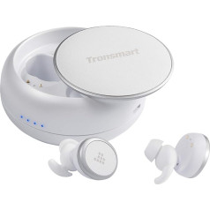 Tronsmart bezvadu Bluetooth austiņas, Bluetooth 5.0 TWS sporta bezvadu austiņas ar uzlādes staciju un mikrofonu, saderīgas ar visām Bluetooth ierīcēm - baltas krāsas