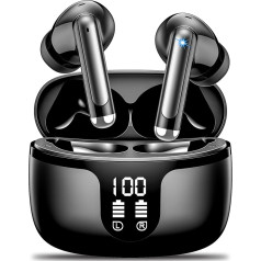 Bluetooth austiņas, bezvadu Bluetooth 5.3 In-Ear austiņas ar 4 HD mikrofoniem, 2024 ENC trokšņu slāpēšanas austiņas, 42H atskaņošanas laiks ar LED displeju, HiFi Stereo, IP7 ūdensizturīgas austiņas priekš