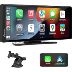 Carpuride C92 Bezvadu Carplay un Android autoradio, pārnēsājams 9,3 collu skārienjūtīgais ekrāns Mirror Link, Bluetooth 5.0, navigācija, Siri, FM/AUX raidītājs.