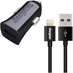 Energizer DCA1ACLB3 1 USB 1A lādētājs ar Lightning kabeli - ātra uzlāde un sinhronizācija - melns