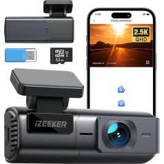 iZEEKER 2.5K WiFi Dash Cam automašīnām, Mini auto kamera, 1440P priekšējā kamera ar aplikāciju, 32GB bezmaksas karte, nakts redzamība, WDR G-sensors, cilpas ierakstīšana, atbalsta 24 stundu autostāvvietu