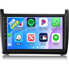 [8Core 2G + 64G] CAMECHO Android 13 auto radio VW Polo 6R 6C 9N 2008-2016 ar navigāciju Carplay Android Car, Double DIN radio ar 9 collu ekrānu ar DSP RDS Bluetooth Mirror Link + atpakaļgaitas kamera