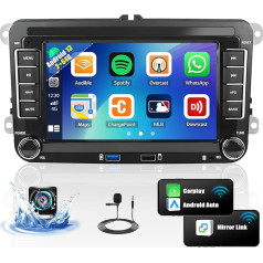 OiLiehu 2+64G Android 13 Auto Radio 2 DIN VW Passat Golf Skoda Seat ar bezvadu CarPlay Android Car 7 collu auto radio ar ekrānu Bluetooth Mirror Link GPS FM RDS WiFi SWC EQ + atpakaļgaitas kamera