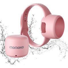 Momoho Bluetooth skaļrunis, ūdensizturīgs pārnēsājams Bluetooth skaļrunis ar pārnēsājamu joslu, IPX7, mazākais skaļrunis, TF kartes spēļu atbalsts iekštelpās, brīvdabas pārgājieniem (rozā)