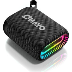 OHAYO Bluetooth skaļrunis Mini Bluetooth kaste ar RGB gaismu, maza mūzikas kaste ar Bluetooth 5.3, 24 h akumulatoru, IPX7 ūdensizturīga, āra skaļrunis iPhone, āra, ballītei, melns