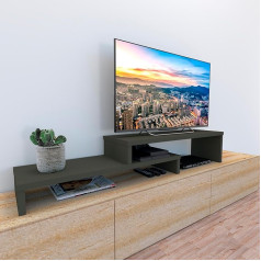 Henor TV skapītis Regulējamas kāpnes FSC® Wood 110+110 x 35 x 30/15 cm Grafīts