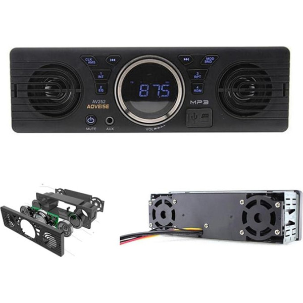 WEPARTICULAR Autoradio 12V SD-Karte MP3-Audio AV252 Radio eingebaute Lautsprecher mit Bluetooth-Host-Lautsprechern