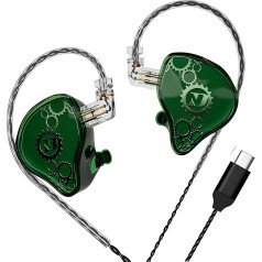 ND Venus In-Ear monitora austiņas 10 mm dubultā magnētiskā dinamiskā draivera IEM austiņas HiFi vadu spēļu austiņas 2 kontakti noņemams kabelis (bez mikrofona, zaļa)