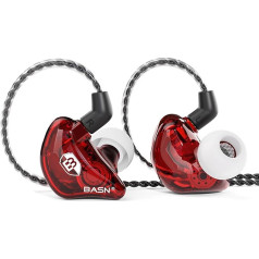 BASN Bsinger BC100 In-Ear austiņas, universālas trokšņu slāpēšanas austiņas mūziķiem, dziedātājiem, grupu studijām, audiofilam (BC100RED)