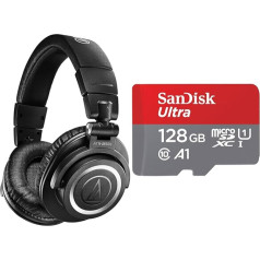 Audio-Technica M50xBT2 bezvadu austiņas melnas & SanDisk Ultra Android microSDXC UHS-I atmiņas karte 128GB + adapteris