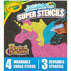 Crayola liels krīta trafaretu komplekts, 3 dab. Maģiskas radības āra rotaļlietas bērniem vecumā no 4 5 6 7 8 gadiem