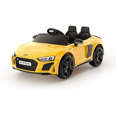 Smart BeBe vaikiškas elektromobilis Audi R8 su 12 V baterija Bluetooth nuotolinio valdymo LED lemputės MP3 grotuvas 3-6 metai (geltonas)