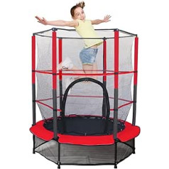 55 Inch Kids Trampoline | Large Children's Trampoline Indoor/Outdoor with Safety Net and Frame Cover | Built-in Zip | Durable Steel Frame Trampoline for Children Jumping Training