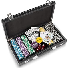 Luksusa ādas pokera futrālis ar 300 okeāna čempionu žetoniem, noapaļotiem augstas kvalitātes metāla serdes žetoniem, 12 g pokera komplekts Black Jack Texas Holdem