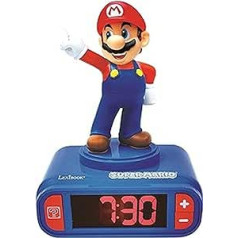 LEXIBOOK RL800NI Nintendo Super Mario Nightlight Alarm Clock, Figure that Lights Up, Choice of 6 Alarms, 6 Sound Effects, Clock for Boys and Girls, Snooze Function, for Ages 3 & Above, Blue/Red