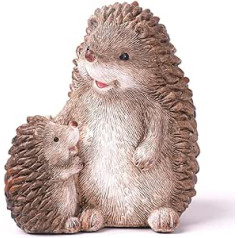 HAUCOZE Decorative Hedgehog Family Sculpture Figures Table Top Statue Arts Polyresin Gift 19 cm