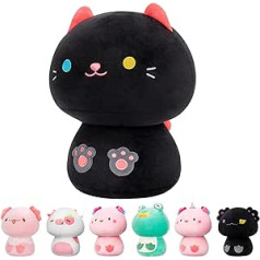 Mewaii 20 cm Kawaii plīša rotaļlieta, Mīļa rotaļlieta, Bērniem, Melna kaķa sēnes formas mīksta plīša rotaļlieta, Metiena spilvens, Plīša spilvens, Pildīta rotaļlieta, Dāvana virs 3 gadiem