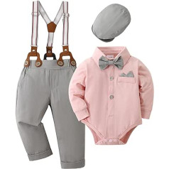 Amissz mazuļu zēnu uzvalku apģērbu komplekti, 0–18 mēneši, 4 daļīgs kāzu svētku uzvalka kristību uzvalks ar tauriņu + krekls ar garām piedurknēm + bikses