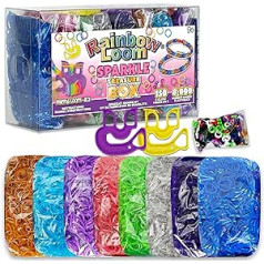 „Rainbow Loom Treasure Box Sparkle Edition“, 8 000 guminių juostelių 8 skirtingomis blizgančiomis spalvomis ir 2 laimingų staklių premija, puiki veikla berniukams mergaitėms nuo 7 metų, Multi, B0337