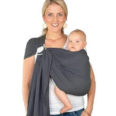 Hoppediz Ring-Sling Baby Sling - Ultra Light - Gurnu nēsātājs - Vēdera nēsātājs - Jaundzimušajiem no dzimšanas - 100% kokvilna, Hamburgas akmens