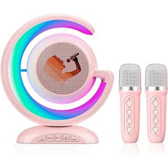 Karaoke Machine with 2 Wireless Microphones for Children and Adults, Portable Bluetooth Karaoke Toy with Voice Changing Effects & LED Lights Boys Girls Gifts Home Party