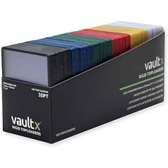 Vault X Premium īpaši biezi bezšuvju daudzkrāsu toploaders 35 pt – 3 x 4 collu stingri karšu turētāji tirdzniecības kartēm un sporta kartēm, iepakojumā 120