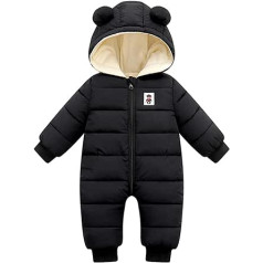 Borlai jaundzimušo mazuļu meitenes zēniem ziemas silts sniega tērps ar kapuci, dubultā rāvējslēdzēja kombinezons jaka, tumšs, 50