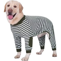 Dideli šunų rūbai Šunų pižama Lankstus užtrauktuku dryžuotas šunų kombinezonas Kostiumų drabužiai vidutinio dydžio šunims Dideliems šunims (8, alyvuogių žalia)