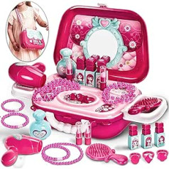Buyger 21 Piece Princess Role-play Makeup Set - Children’s Beauty Bag / Suitcase Toy - Shoulder Bag for Girls