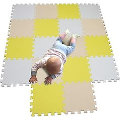 Mqiaoham Baby Floor Mat / Children’s Play Mat, Puzzle Design, Free from Harmful Substances White Yellow Beige