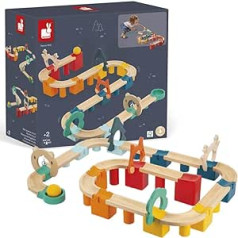 Janod - My First Marble Run - 44 Pieces Made of Solid Wood - Construction and Educational Game - Fine Motor Skills - FSC Certified - Water-based Paint - From 2 Years, J08044