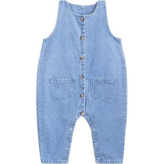 Mazuļi Toddler Bērni Zēni Meitenes Džinsu Kombinezons Dungarees Džinsi Bikses Spēlētājs Romper Playsuit Vintage - Klasiski zili Džinsi Izmērs 80-104