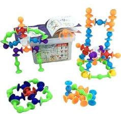 Creative and Educational Building Toys | 59 Pieces: Suction Cups with 10 Different Shapes + Plastic Storage Box | Great for the Bathroom, Suction Cups for Boys and Girls Aged 3 4 5 6 Years Old