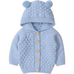 Alunsito Baby Boys Baby Girls Apģērbs ar garām piedurknēm trikotāžas džemperis Solid Hoodie Cardigan pogas Jaka rudens ziemas apģērbs