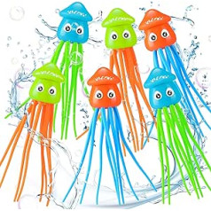 6 Pieces Fun Octopus Bath Toys Octopus Swimming Pool Dive Toys Sensory Stress Relief Cute Pool Diving Toys for Summer Tub Bathtub Water Goodie Bag Fillers, 3 Styles