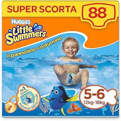 Huggies Little Swimmers L, izmērs 5-6 (12-18 kg), 8 iepakojumi pa 11 [88 autiņi] 88 gab.