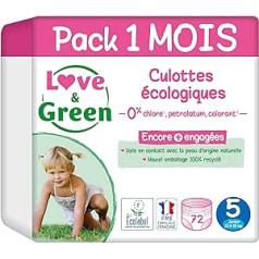 Love & Green - Veselīgas un ekoloģiskas autiņbiksītes 6. izmērs (+16 kg), 1 mēneša iepakojums (72 biksītes) - absorbējošs, necaurlaidīgs un bez nevēlamām sastāvdaļām (iepakojums var atšķirties)