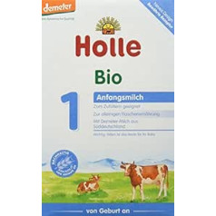 6 x Holle organiskais zīdaiņu piena formula 1 — 6 x 400 g pulvera vērtības iepakojums