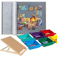 Sancallie 1500 Teile Puzzlebrett & Halterung Set/Holz Puzzle Board Kit/Jigsaw Puzzle Plateau mit 6 Sortiertabletts Grau Filzmattenabdeckung - mit Puzzlebrett zum Aufbewahren von Puzzles