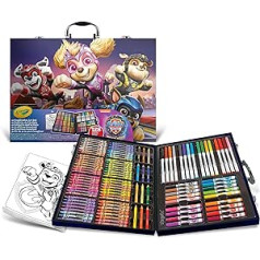 Crayola — Paw Patrol Mighty filmu gleznošanas futrālis, radošs komplekts ar 128 daļām, filca pildspalvas, krītiņi, vaska pildspalvas, radoša darbība un dāvana bērniem no 3 gadu vecuma