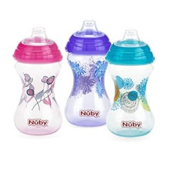 Nuby Polypropylene No Izliešanas Precīzi mīksts snīpis Clik-It Girls 10 unces (3 iepakojumi)