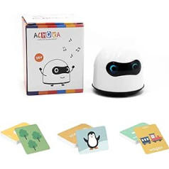 ACHOKA BOT Prancūzų kalbos mokymosi robotas vaikams – „Steam“ programa – Pradinis rinkinys Prancūziškos kortelės: Abėcėlė, Gyvūnų riksmai, Skaičiai 1–10 – Taip pat galima naudoti su anglų kalbos kortelėmis