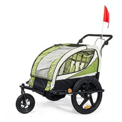 SAMAX Bicycle Trailer Jogger 2in1 360° Rotatable Children's Trailer Children's Bicycle Trailer Transport Trolley Fully Spring-Loaded Rear Axle for 2 Children - Other Colours Available