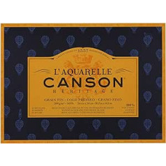 CANSON Heritage akvareļu papīrs, 20 loksnes, smalkgraudains, 26 x 36 cm, 300 g/m²