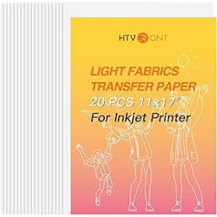 HTVRONT Iron on Transfer Paper for Light T Shirts, 20 Pack 11 x 17 Inch Heat Transfer Paper for Inkjet Printer, Easy to Use, Printable Heat Transfer Vinyl, Vivid