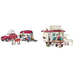 SCHLEICH 42535 piedzīvojums ar automašīnu un zirga piekabi, 42593 Caravan Secret Club sanāksmes, bērniem no 5 līdz 12 gadiem, zirgu kluba rotaļu komplekts