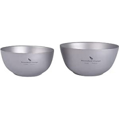 iBasingo Titan Bowl rīsu zupas kauss āra kempinga galda piederumi 250 ml 350 ml bļoda Vieglie divsienu apaļie trauki ceļojumiem pārgājieniem Mājas Ti1093T+Ti1094T