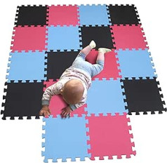 Mqiaoham Baby Floor Mat / Children’s Play Mat, Puzzle Design, Free from Harmful Substances Black Blue Pink