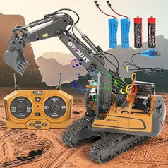 Control Excavator, Remote Controlled Chain Excavator, Remote Controlled Excavator Toy for Boys, 680° Rotation, Light and Sound Effects, Christmas Birthday Gift Boy 6 7 8 9 10 11 12 Years